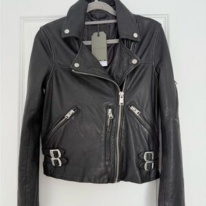 All Saints Black Leather Jacket Brand New